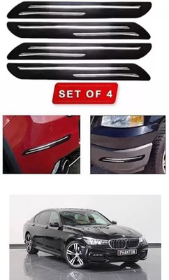 RONISH Microfibre, Silicone, Stainless Steel, Rubber Car Bumper Guard(Black, Silver, Pack of 4, BMW, Universal For Car)