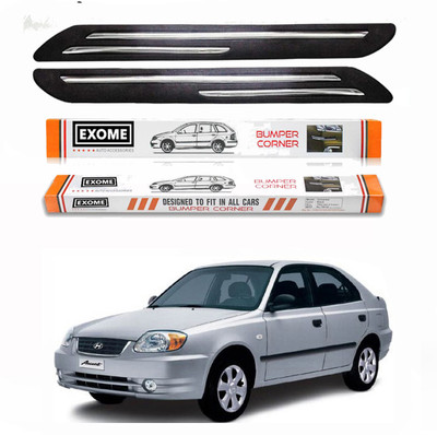 EXOME Rubber, Stainless Steel Car Bumper Guard(Black, Pack of 4, Hyundai, Xcent)