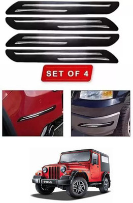 RONISH Microfibre, Silicone, Stainless Steel, Rubber Car Bumper Guard(Black, Silver, Pack of 4, Mahindra, Thar)