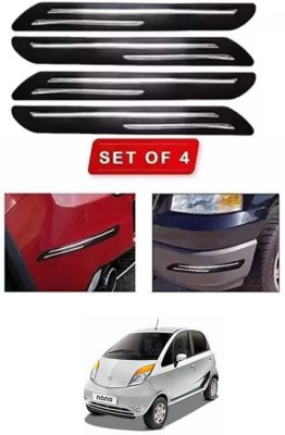 RONISH Microfibre, Silicone, Stainless Steel, Rubber Car Bumper Guard(Black, Silver, Pack of 4, Tata, Nano)