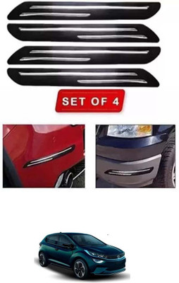 RONISH Microfibre, Silicone, Stainless Steel, Rubber Car Bumper Guard(Black, Silver, Pack of 4, Tata, Universal For Car)