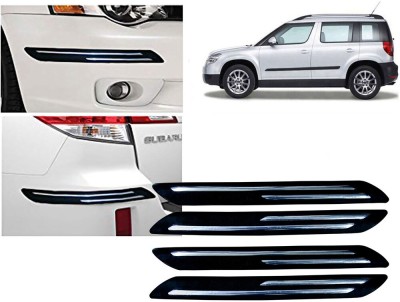 Selifaur Plastic, Rubber Car Bumper Guard(Black, Silver, Pack of 4 Pcs Double Chrome Bumper Protector, Skoda, Yeti)