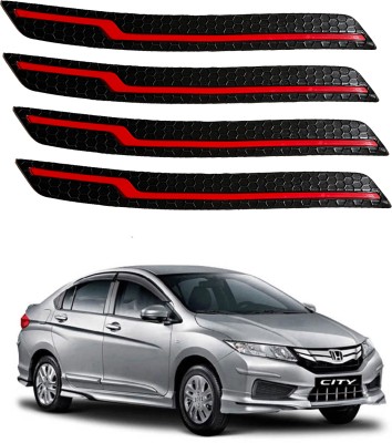 Oshotto Rubber Car Bumper Guard(Black, Red, Pack of 4, Honda, City i DTec VX)