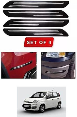 RONISH Microfibre, Silicone, Stainless Steel, Rubber Car Bumper Guard(Black, Silver, Pack of 4, Fiat, Universal For Car)