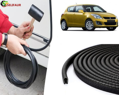 Selifaur Plastic, Carbon Steel Car Door Guard(Black, Pack of 1 U Shape Edge Trim Rubber Seal Built in Shaped Stell Sheet, Maruti, Swift)