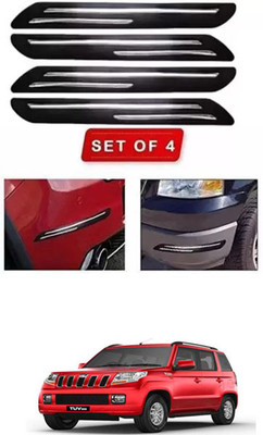 RONISH Microfibre, Silicone, Stainless Steel, Rubber Car Bumper Guard(Black, Silver, Pack of 4, Mahindra, Universal For Car)