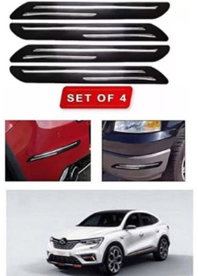 RONISH Microfibre, Silicone, Stainless Steel, Rubber Car Bumper Guard(Black, Silver, Pack of 4, Renault, Universal For Car)