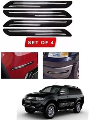 RONISH Microfibre, Silicone, Stainless Steel, Rubber Car Bumper Guard(Black, Silver, Pack of 4, Mitsubishi, Pajero Sport)