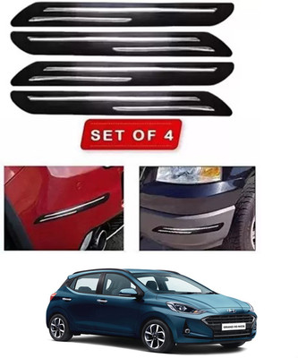 RONISH Microfibre, Silicone, Stainless Steel, Rubber Car Bumper Guard(Black, Silver, Pack of 4, Hyundai, Universal For Car)