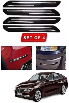 RONISH Microfibre, Silicone, Stainless Steel, Rubber Car Bumper Guard(Black, Silver, Pack of 4, BMW, Universal For Car)
