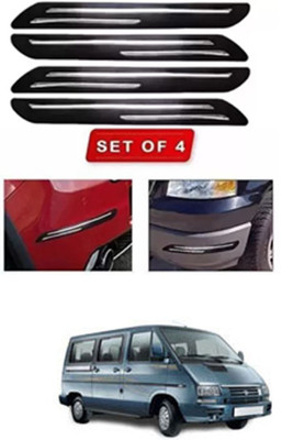 RONISH Microfibre, Silicone, Stainless Steel, Rubber Car Bumper Guard(Black, Silver, Pack of 4, Tata, Winger)