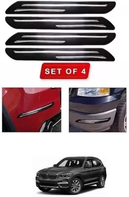 RONISH Microfibre, Silicone, Stainless Steel, Rubber Car Bumper Guard(Black, Silver, Pack of 4, BMW, X1)