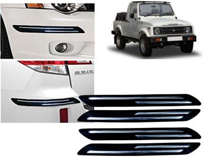 Selifaur Plastic, Rubber Car Bumper Guard(Black, Silver, Pack of 4 Pcs Double Chrome Bumper Protector, Maruti, Gypsy King)