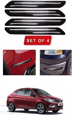 RONISH Microfibre, Silicone, Stainless Steel, Rubber Car Bumper Guard(Black, Silver, Pack of 4, Tata, Universal For Car)