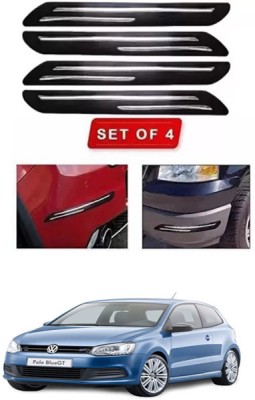 RONISH Microfibre, Silicone, Stainless Steel, Rubber Car Bumper Guard(Black, Silver, Pack of 4, Volkswagen, Polo)