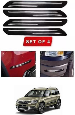 RONISH Microfibre, Silicone, Stainless Steel, Rubber Car Bumper Guard(Black, Silver, Pack of 4, Skoda, Yeti)