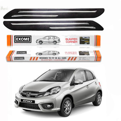 EXOME Rubber, Stainless Steel Car Bumper Guard(Black, Pack of 4, Honda, Brio)