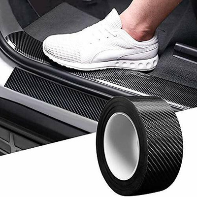 Volo Hi Gloss Black Carbon Fiber Style Waterproof Reflective car anti collision tape 50 mm x 5 m Black Reflective Tape(Pack of 1)