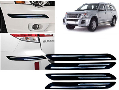 Selifaur Plastic, Rubber Car Bumper Guard(Black, Silver, Pack of 4 Pcs Double Chrome Bumper Protector, Isuzu, MU-7)