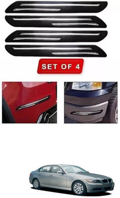 RONISH Microfibre, Silicone, Stainless Steel, Rubber Car Bumper Guard(Black, Silver, Pack of 4, BMW, 725i)