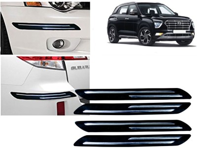 Selifaur Plastic, Rubber Car Bumper Guard(Black, Silver, Pack of 4 Pcs Double Chrome Bumper Protector, Hyundai, Creta)