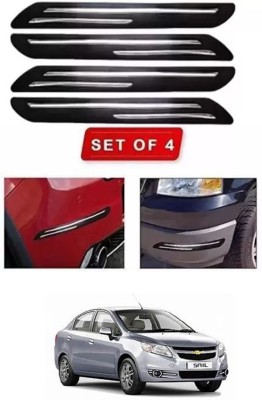 RONISH Microfibre, Silicone, Stainless Steel, Rubber Car Bumper Guard(Black, Silver, Pack of 4, Chevrolet, Sail)