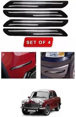 RONISH Microfibre, Silicone, Stainless Steel, Rubber Car Bumper Guard(Black, Silver, Pack of 4, Universal For Car, Ambassador)