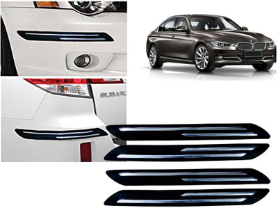Selifaur Plastic, Rubber Car Bumper Guard(Black, Silver, Pack of 4 Pcs Double Chrome Bumper Protector, BMW, 3 Series)