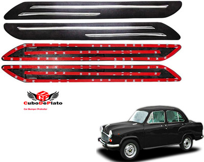 CuboDePlato Rubber Car Bumper Guard(Black, Pack of 4, HM, Ambassador)