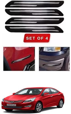 RONISH Microfibre, Silicone, Stainless Steel, Rubber Car Bumper Guard(Black, Silver, Pack of 4, Hyundai, Fluidic Verna)