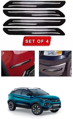 RONISH Microfibre, Silicone, Stainless Steel, Rubber Car Bumper Guard(Black, Silver, Pack of 4, Tata, Universal For Car)