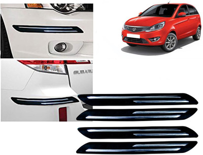 Selifaur Plastic, Rubber Car Bumper Guard(Black, Silver, Pack of 4 Pcs Double Chrome Bumper Protector, Tata, Bolt)