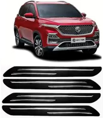 GS Grow n Shine Rubber Car Bumper Guard(Black, Silver, Pack of 4, MG, Hector)