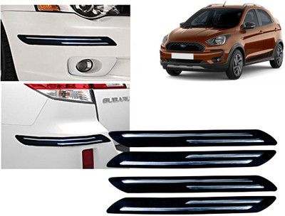 Selifaur Plastic, Rubber Car Bumper Guard(Black, Silver, Pack of 4 Pcs Double Chrome Bumper Protector, Ford, Aspire)