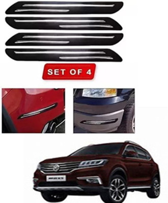 RONISH Microfibre, Silicone, Stainless Steel, Rubber Car Bumper Guard(Black, Silver, Pack of 4, MG, Universal For Car)