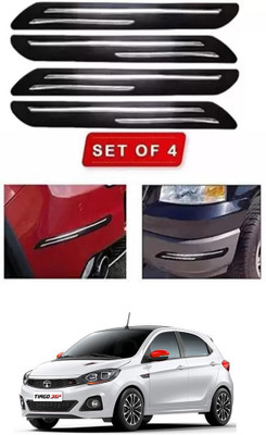 RONISH Microfibre, Silicone, Stainless Steel, Rubber Car Bumper Guard(Black, Silver, Pack of 4, Tata, Universal For Car)