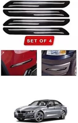 RONISH Microfibre, Silicone, Stainless Steel, Rubber Car Bumper Guard(Black, Silver, Pack of 4, BMW, Universal For Car)