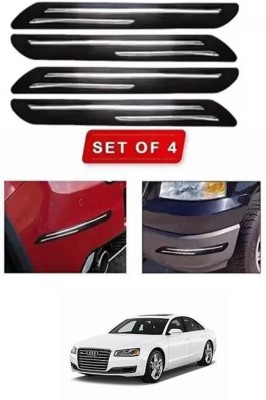 RONISH Microfibre, Silicone, Stainless Steel, Rubber Car Bumper Guard(Black, Silver, Pack of 4, Universal For Car, A8)