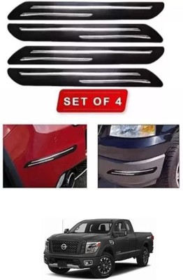 RONISH Microfibre, Silicone, Stainless Steel, Rubber Car Bumper Guard(Black, Silver, Pack of 4, Nissan, Universal For Car)