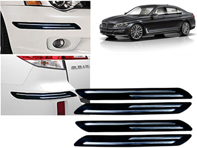 Selifaur Plastic, Rubber Car Bumper Guard(Black, Silver, Pack of 4 Pcs Double Chrome Bumper Protector, BMW, 725i)