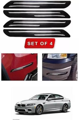 RONISH Microfibre, Silicone, Stainless Steel, Rubber Car Bumper Guard(Black, Silver, Pack of 4, BMW, M5)