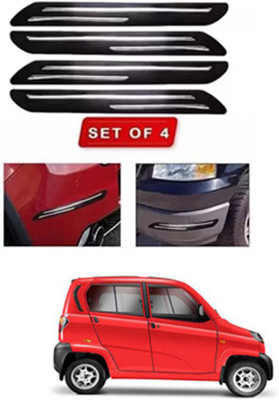 RONISH Microfibre, Silicone, Stainless Steel, Rubber Car Bumper Guard(Black, Silver, Pack of 4, Universal For Car, Universal For Car)