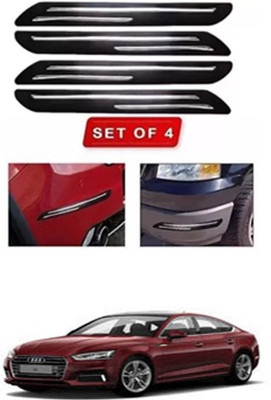 RONISH Microfibre, Silicone, Stainless Steel, Rubber Car Bumper Guard(Black, Silver, Pack of 4, Audi, Universal For Car)