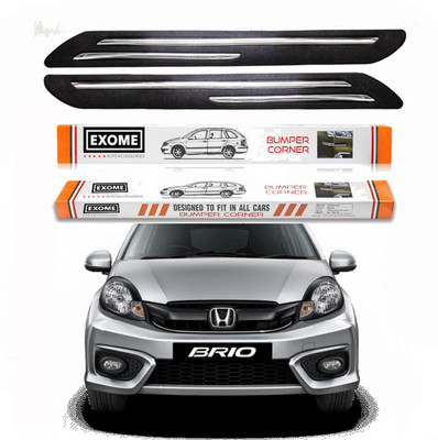 EXOME Rubber, Stainless Steel Car Bumper Guard(Black, Pack of 4, Honda, Brio)