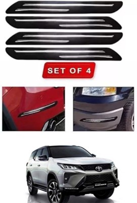 RONISH Microfibre, Silicone, Stainless Steel, Rubber Car Bumper Guard(Black, Silver, Pack of 4, Toyota, Universal For Car)