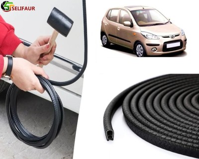 Selifaur Plastic, Carbon Steel Car Door Guard(Black, Pack of 1 U Shape Edge Trim Rubber Seal Built in Shaped Stell Sheet, Hyundai, i10)