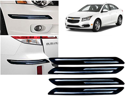 Selifaur Plastic, Rubber Car Bumper Guard(Black, Silver, Pack of 4 Pcs Double Chrome Bumper Protector, Chevrolet, Cruze)