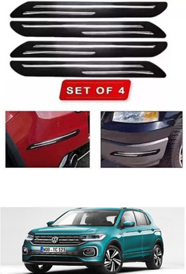 RONISH Microfibre, Silicone, Stainless Steel, Rubber Car Bumper Guard(Black, Silver, Pack of 4, Volkswagen, Universal For Car)