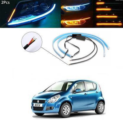 GoMechanic Car Audi Light Flexible Strip DRL White And Yellow LED For Ritz Car Fancy Lights Car Fancy Lights(White, Yellow)