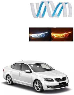 SPREADX N-Car Headlight Led Strip White DRL Daytime Light 12v Skoda Octavia Car Fancy Lights(White, Yellow)